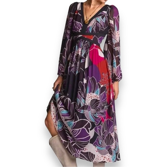 Anthropologie Let Me Be Floral Midi Maxi Dress Size Small - Picture 4 of 12